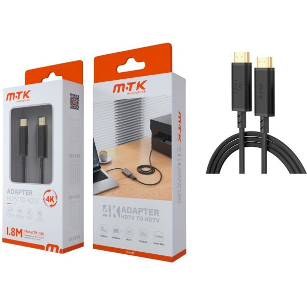 Jc tb1496 negro / cable hdmi 4k, macho a macho, 1.8m